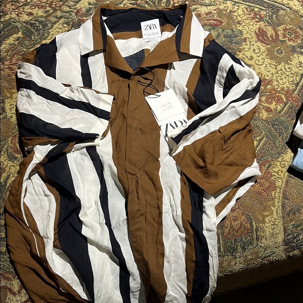 Zara Striped Brown and Black Blouse